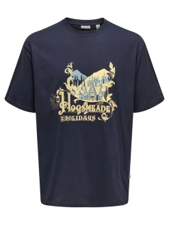 Only and Sons miesten t-paita, ONSXMAS RLX SS TEE HP Navy Blazer