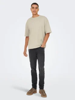 Only and Sons miesten t-paita ONSCaspian Airflex Boxy SS Tee Noos, Silver Lining
