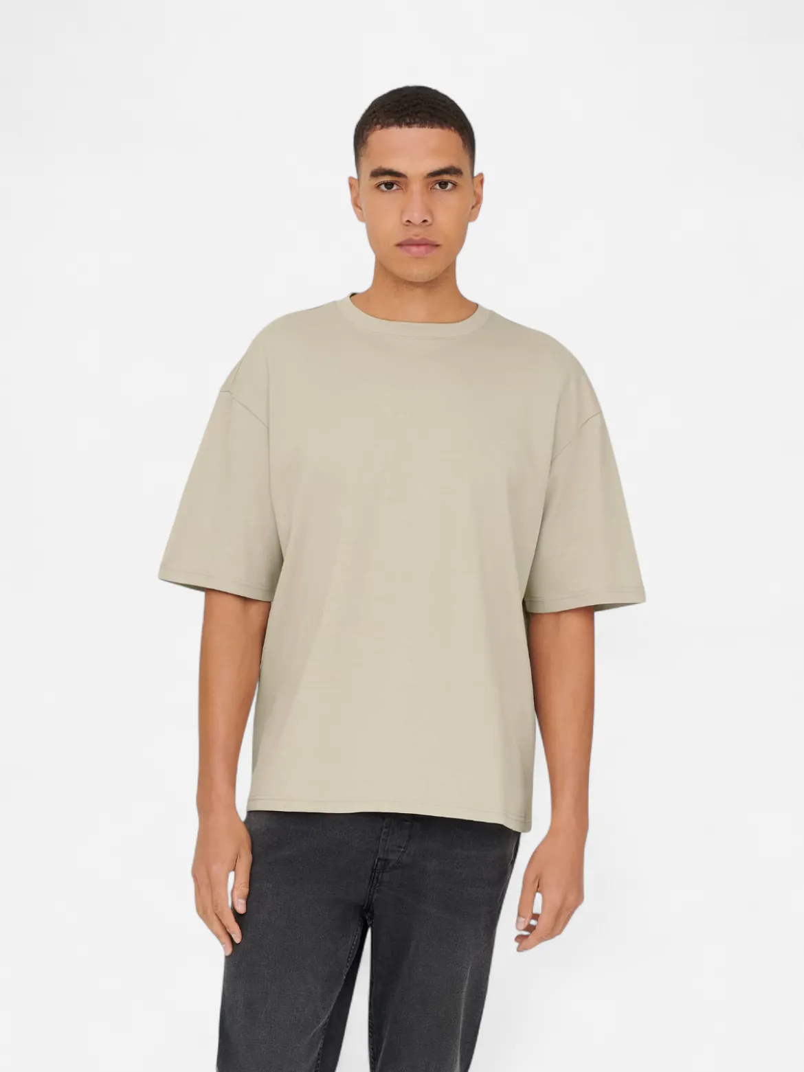 Only and Sons miesten t-paita ONSCaspian Airflex Boxy SS Tee Noos, Silver Lining