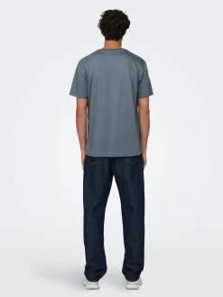 Only and Sons miesten T-paita Onsmax Life Ss Stitch Tee Noos, Flint Stone