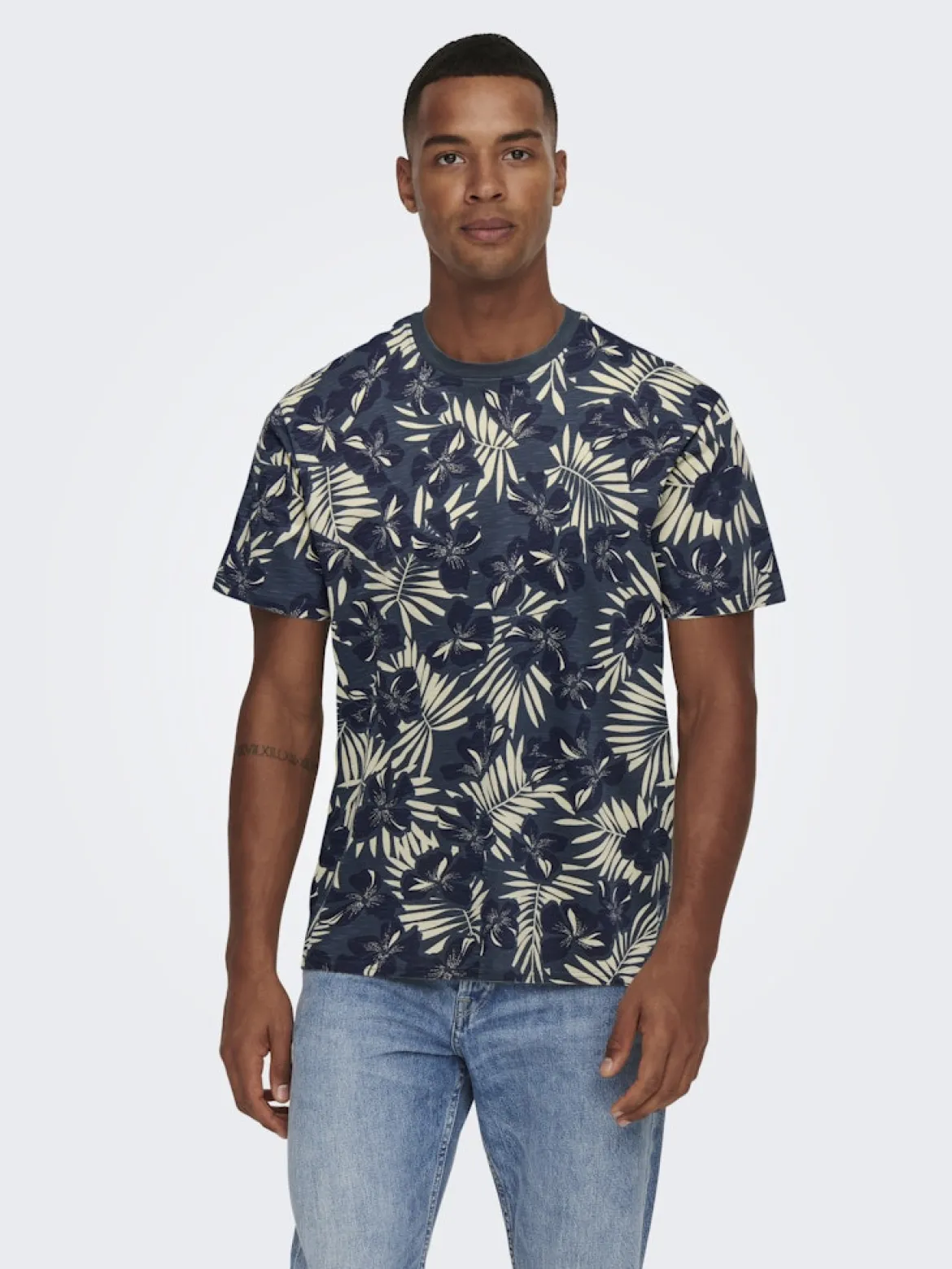 Only and Sons miesten t-paita ONSPERRY Life Red Leaf Tee, Peacoat Blue Nights Putty