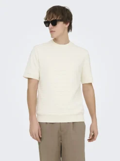 Only and Sons miesten t-paita Tano Life Reg SS Crew Knit, valkoinen