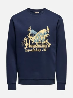 Only and Sons Xmas Reg Crew HP, Navy Blazer