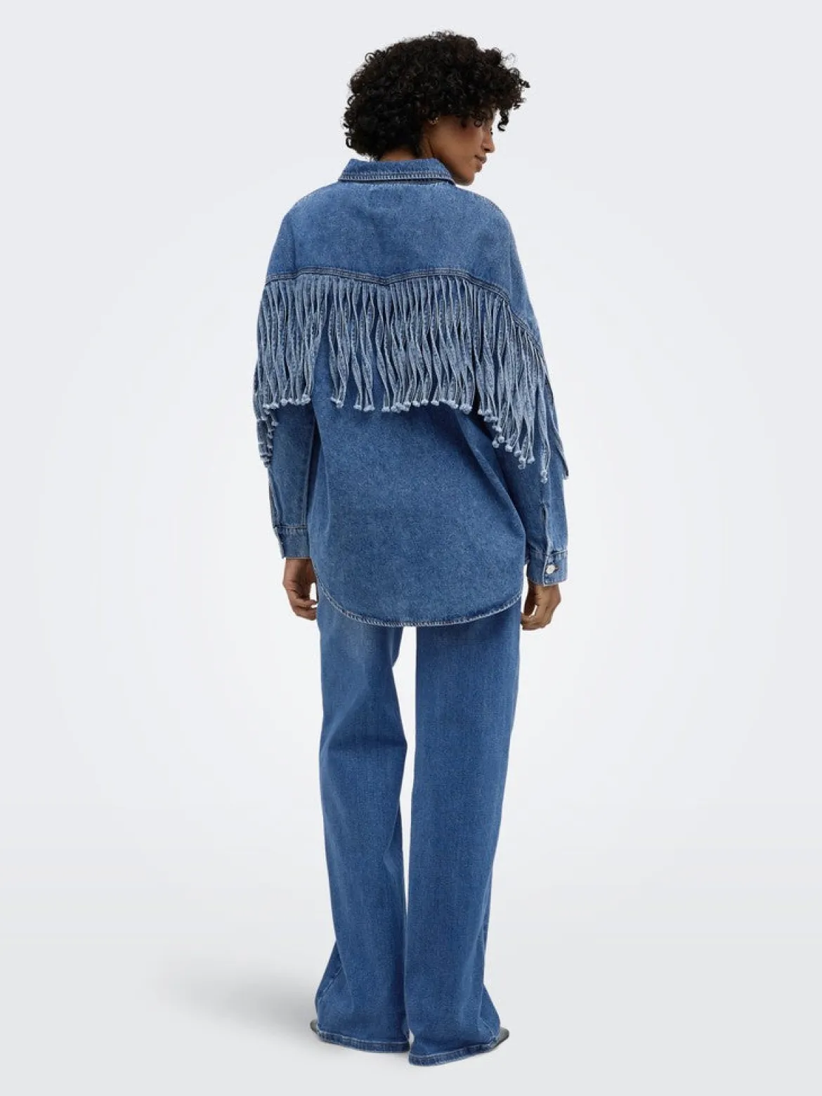 Only naisten farkkutakki Maureen LS Fringe Denim, Sininen, indigo