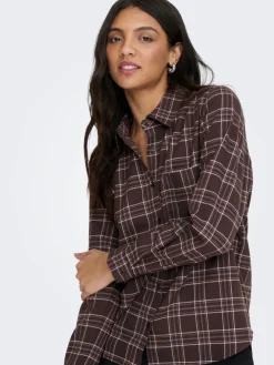 Only naisten paitapusero Wren, ruskea ruutu