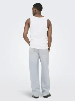 Only & Sons miesten hihaton paita ONSTanner, valkoinen