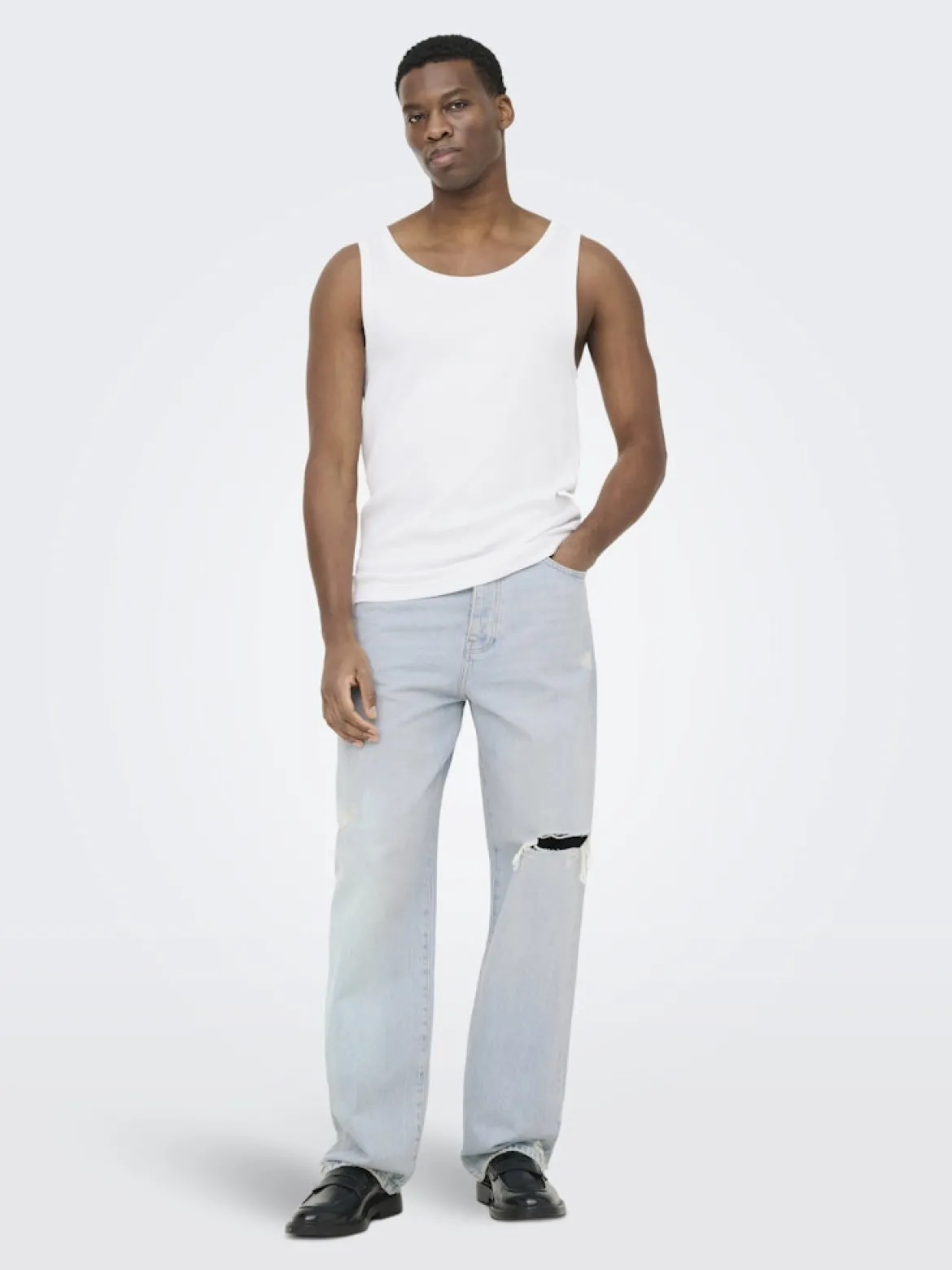Only & Sons miesten hihaton paita ONSTanner, valkoinen