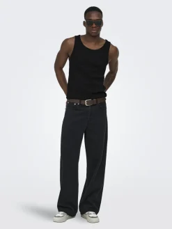 Only & Sons miesten hihaton paita ONSTanner, musta