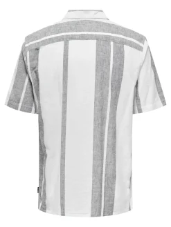 Only & Sons miesten kauluspaita Onscaiden Life Stripe Res Linen Blend Noos, Cloud Dancer
