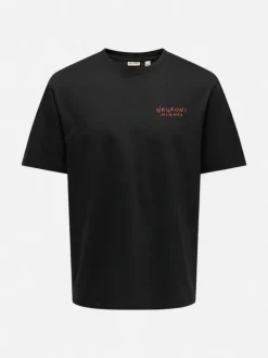 Only & Sons miesten t-paita Spritz Italy Rlx Ss Tee, musta