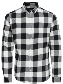 Only & Sons Ruudullinen Kauluspaita Valkoinen Ruutu