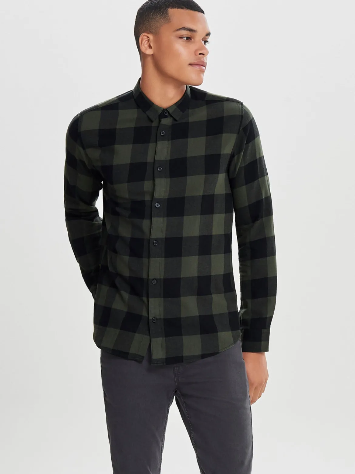 Only & Sons Ruudullinen Kauluspaita Vihreä Ruutu