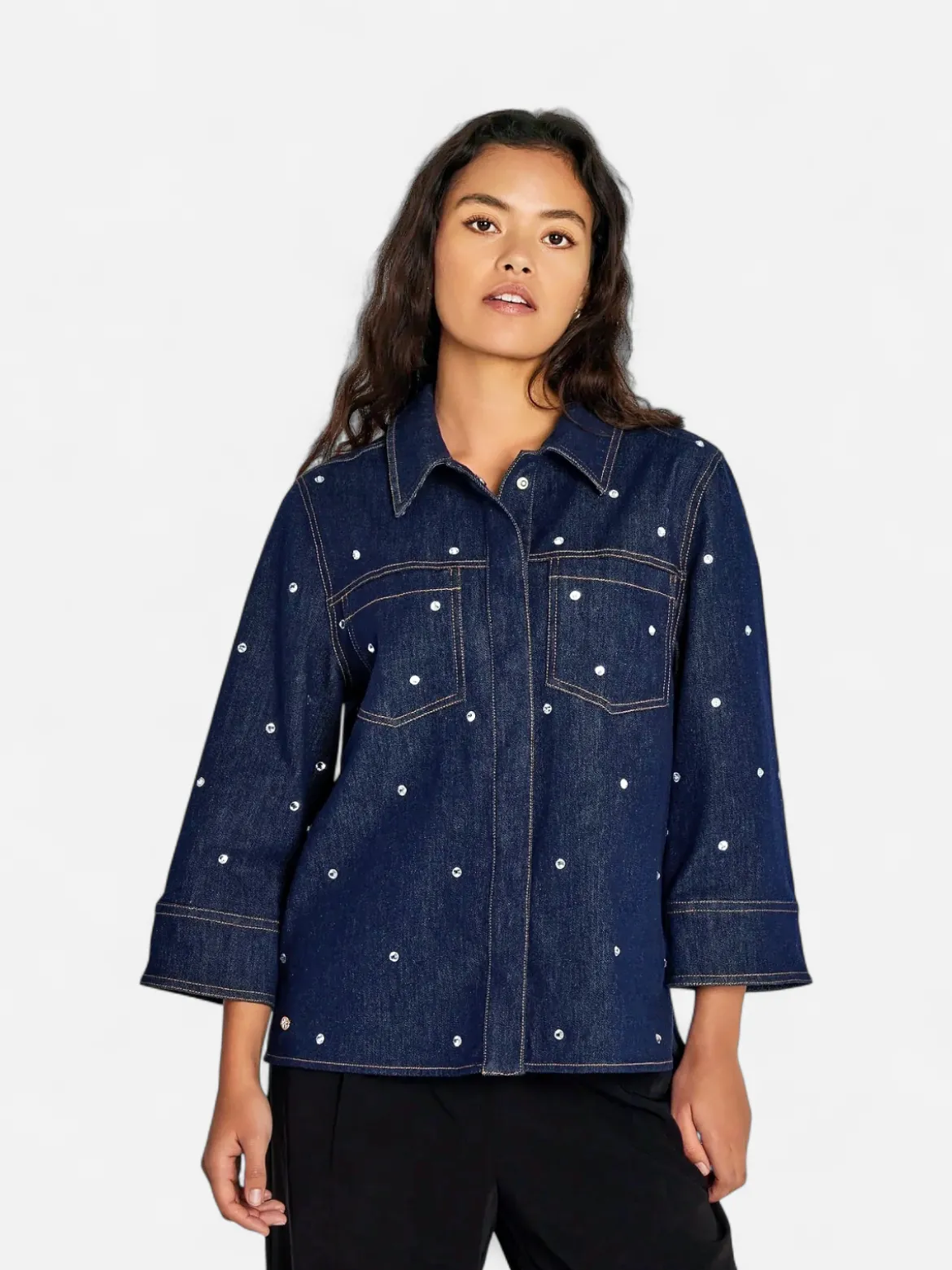 Philosophy Blues Original naisten farkkupaita Shine Denim Shirt, tummansininen