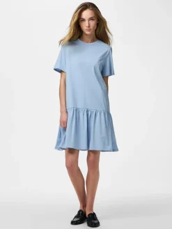 Pieces mekko PCDisso SS O-Neck Dress, vaaleansininen