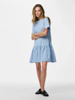 Pieces mekko PCDisso SS O-Neck Dress, vaaleansininen