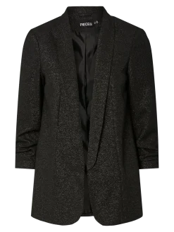 Pieces naisten bleiseri PCBOSELLA 3/4 GLITTER BLAZER NOOS, Black silver