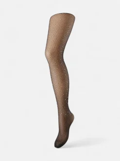 Pieces naisten sukkahousut, PCCLAIRE FISHNET GLITTER TIGHTS Black