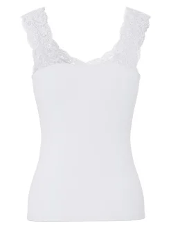 Pieces naisten toppi PCBARBERA LACE TOP JRS NOOS, valkoinen