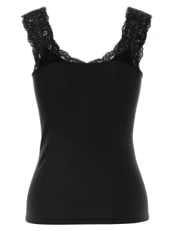 Pieces naisten toppi PCBARBERA LACE TOP JRS NOOS, musta