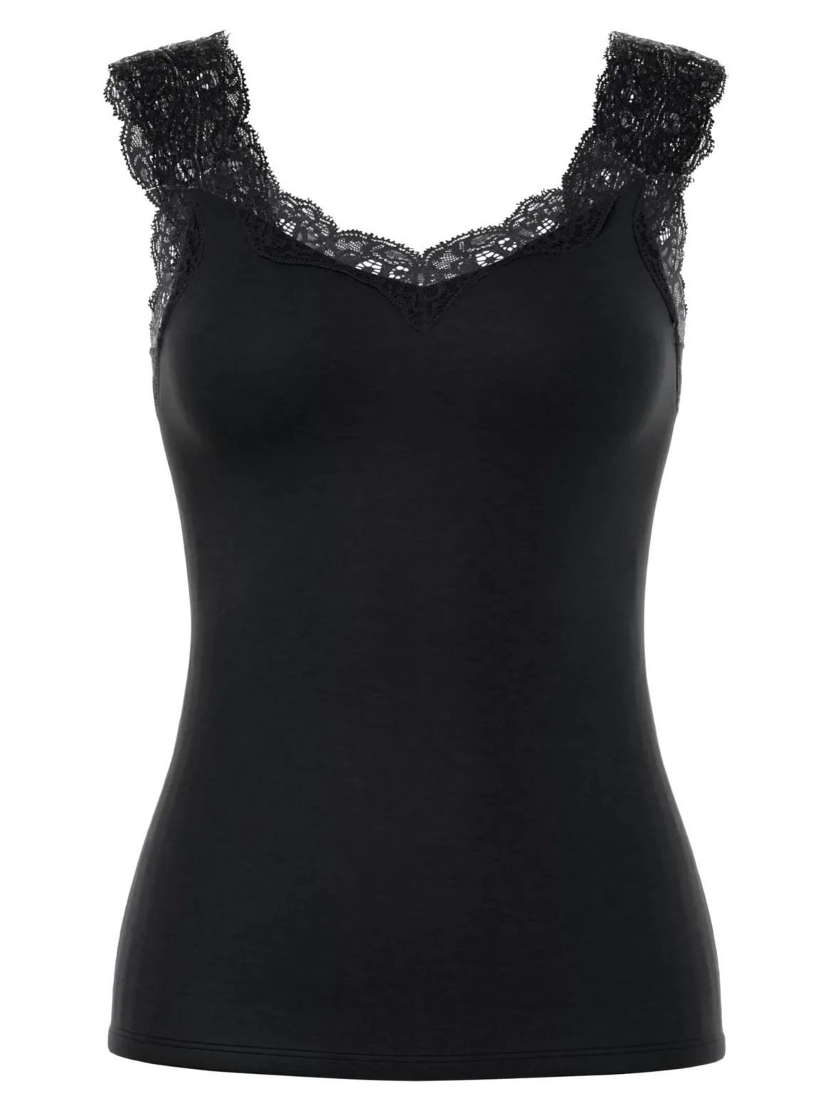Pieces naisten toppi PCBARBERA LACE TOP JRS NOOS, musta