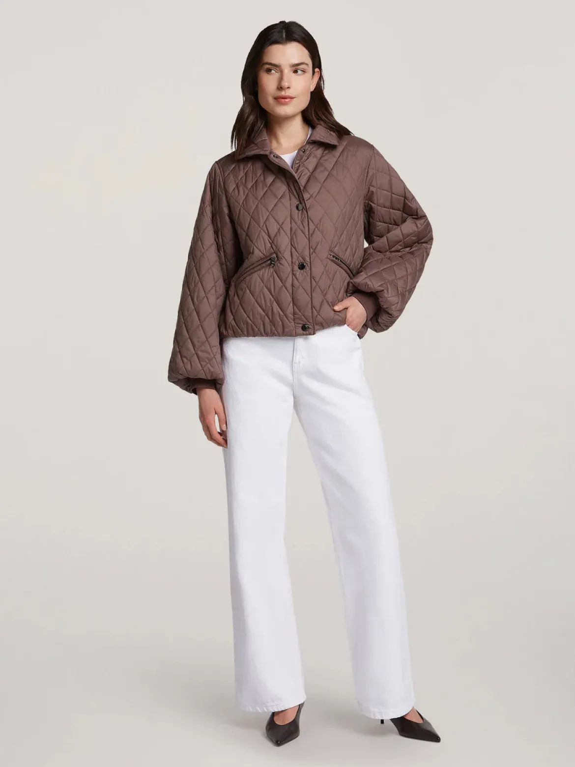 Reset naisten tikkitakki Leonor Jacket, kaakaonruskea