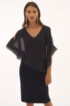 Ribkoff naisten mekko Silky Knit and Shiffon Poncho Dress, tummansininen
