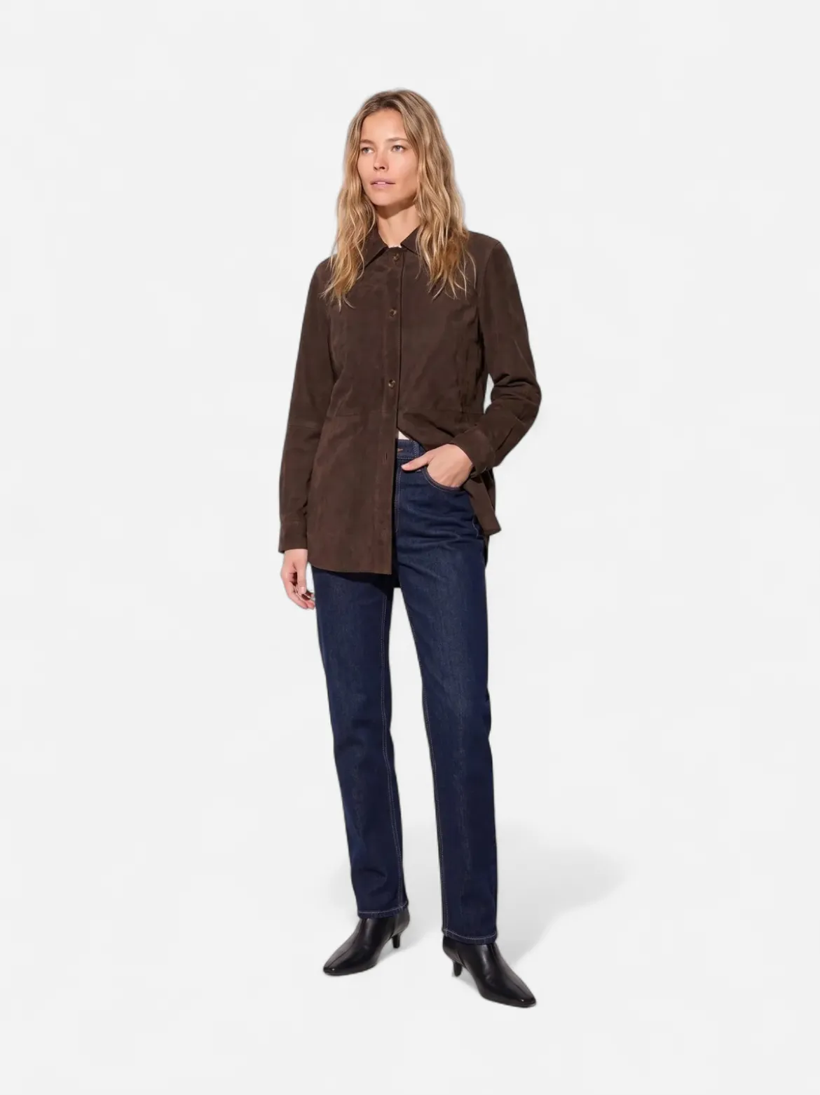 Rock and Blue naisten nahkatakki Cassy Shirt Jacket, tummanruskea