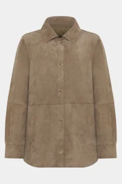 Rock and Blue naisten nahkatakki Cassy Shirt Jacket, ruskeanharmaa