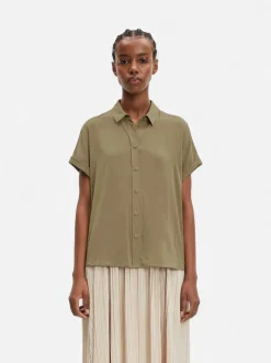 Samsoe and Samsoe, Naisten Lyhythihainen Kauluspaita, Majan Ss Shirt 9942 Khaki