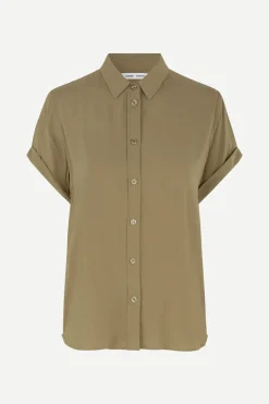 Samsoe and Samsoe, Naisten Lyhythihainen Kauluspaita, Majan Ss Shirt 9942 Khaki