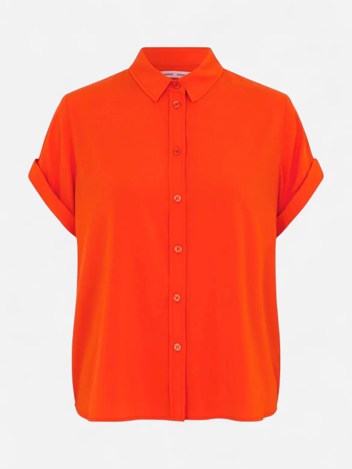 Samsoe and Samsoe, Naisten Lyhythihainen Kauluspaita, Majan Ss Shirt 9942 Oranssi
