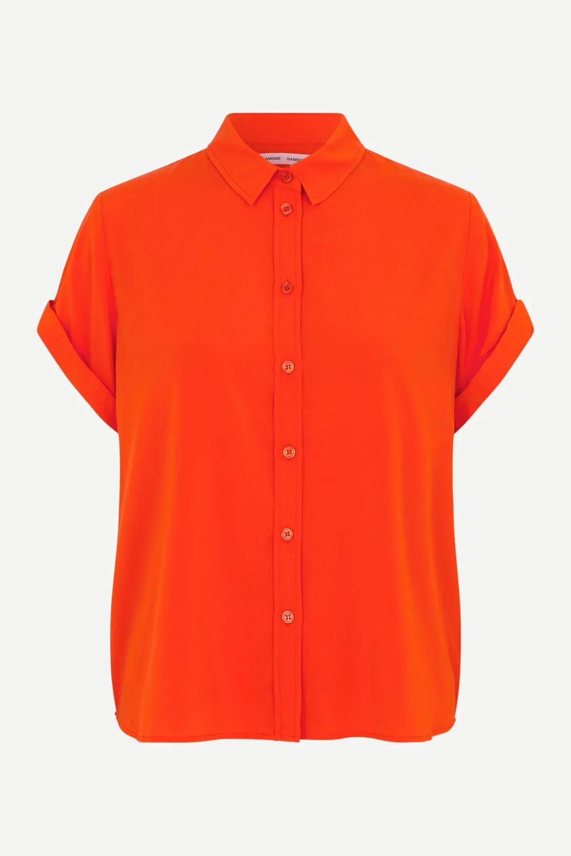 Samsoe and Samsoe, Naisten Lyhythihainen Kauluspaita, Majan Ss Shirt 9942 Oranssi