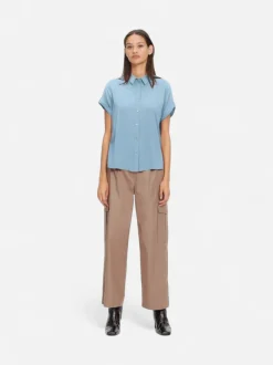 Samsoe and Samsoe, Naisten Lyhythihainen Kauluspaita, Majan Ss Shirt 9942 Vaaleansininen