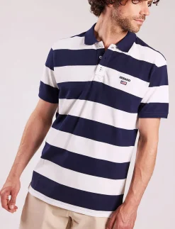 Sebago miesten pikeepaita Mick Block Stripe Pique Nos, raidallinen sininen
