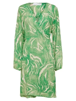 Selected Femme mekko, SLFFIOLA LS AOP SHIRT DRESS Kuosi, Vihreä
