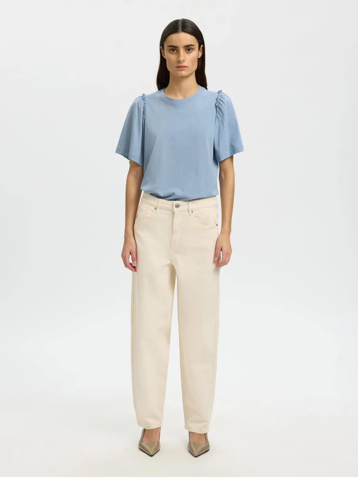 Selected Femme naiset T-paita Penelope, Dusty Blue