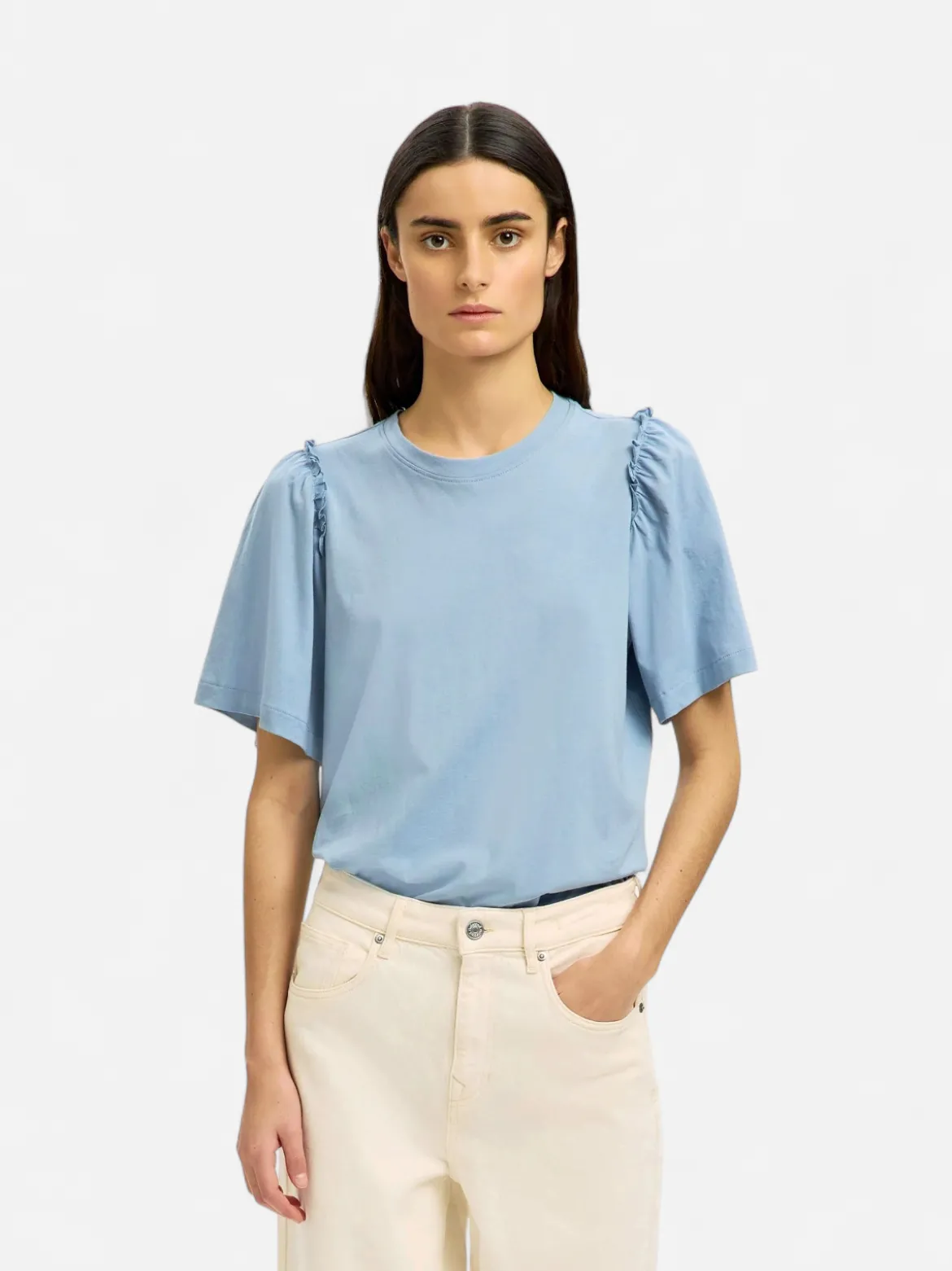 Selected Femme naiset T-paita Penelope, Dusty Blue
