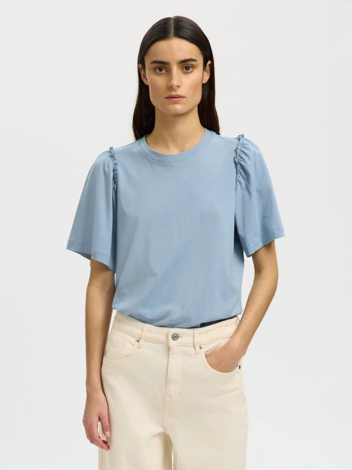 Selected Femme naiset T-paita Penelope, Dusty Blue