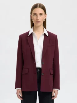 Selected Femme Naisten Bleiseri, AD-SLFRITA LS CLASSIC BLAZER MEL NOOS Fig Melange