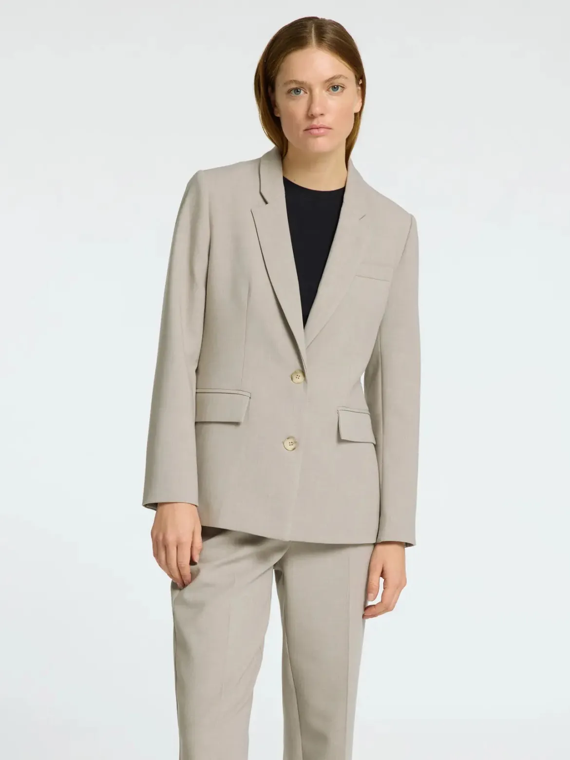 Selected Femme Naisten Bleiseri, AD-SLFRITA LS CLASSIC BLAZER MEL NOOS Island Fossil Melange