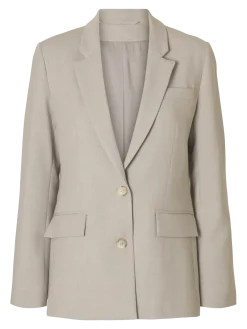 Selected Femme Naisten Bleiseri, AD-SLFRITA LS CLASSIC BLAZER MEL NOOS Island Fossil Melange