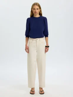 Selected Femme naisten collegepaita Tenny 3/4 Sweat Top, Ocean Cavern