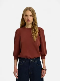 Selected Femme naisten collegepaita Tenny 3/4 Sweat Top, Cherry Mahogany