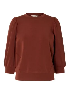 Selected Femme naisten collegepaita Tenny 3/4 Sweat Top, Cherry Mahogany