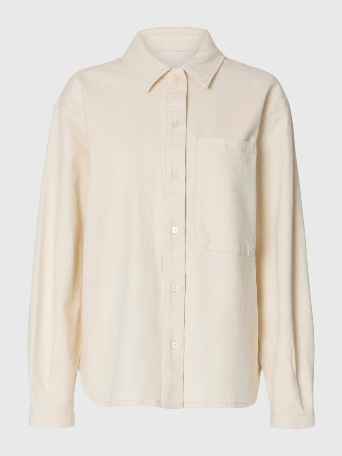 Selected Femme naisten farkkupaita SLFRELAXED Ebba Denim Shirt, egret