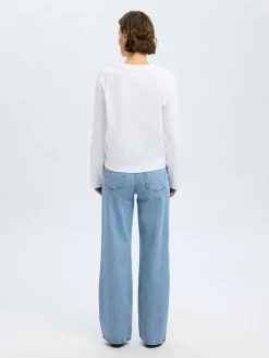 Selected Femme naisten farkut, SLFALICE HW WIDE LONG LIG BLU JEANS Indigo
