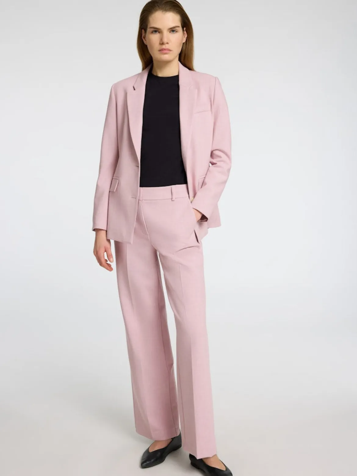 Selected Femme naisten housut, SLFRITA MW WIDE PANT MEL Vaaleanpunainen