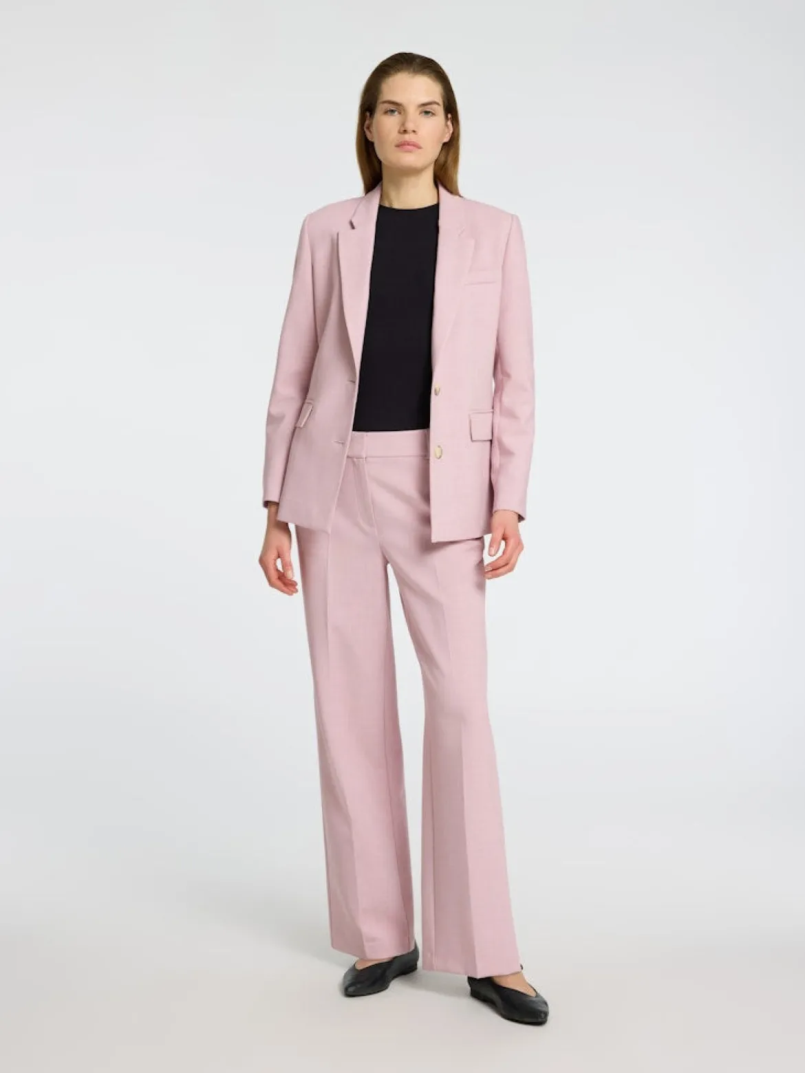 Selected Femme naisten housut, SLFRITA MW WIDE PANT MEL Vaaleanpunainen