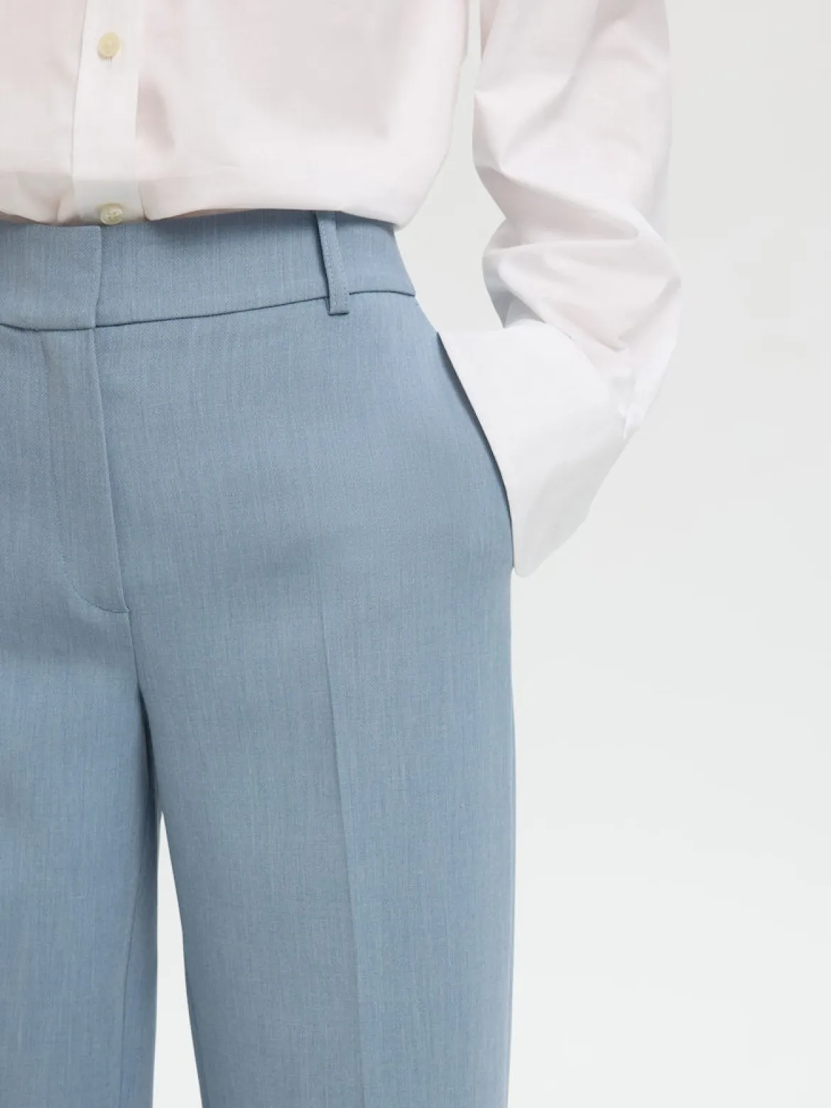 Selected Femme naisten housut Slfrita MW Wide Pant Mel, Dusty Blue Melange