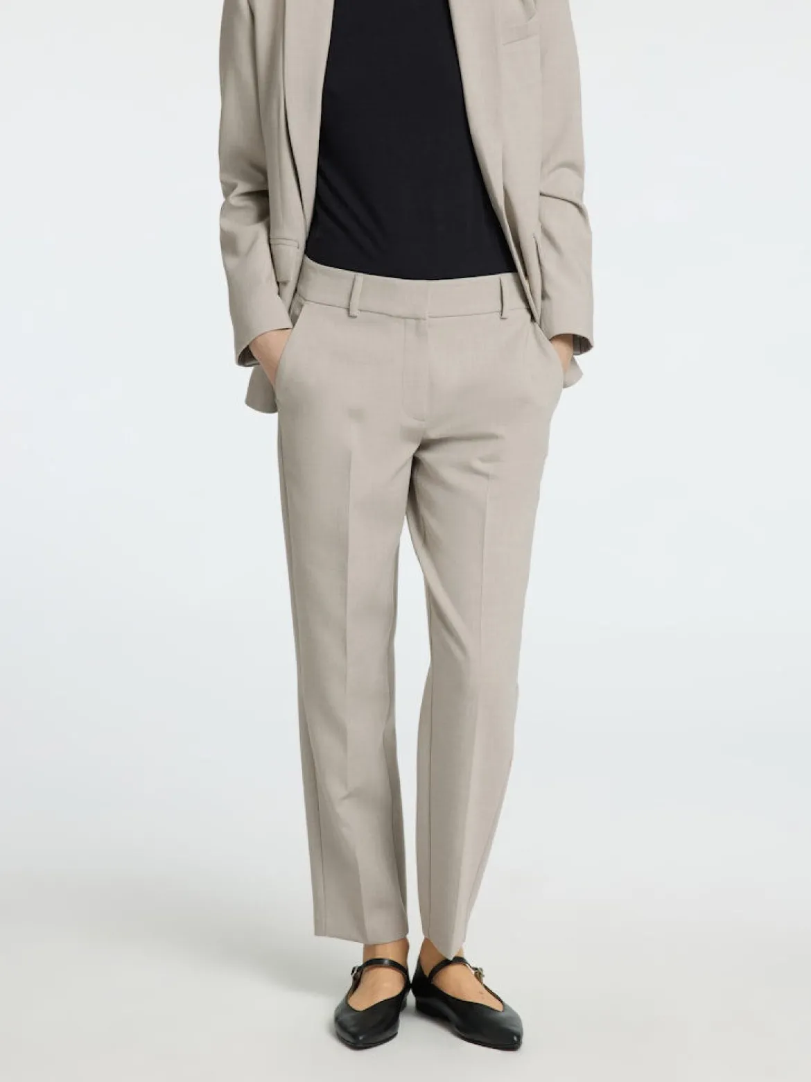 Selected Femme Naisten Housut, SLFRITA-RIA MW CROP PANT MEL NOOS Kitti